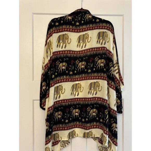 Harem Pants Elephant Bliss Kimono Cardigan in Black Unisex - Flaw - Picture 2 of 4